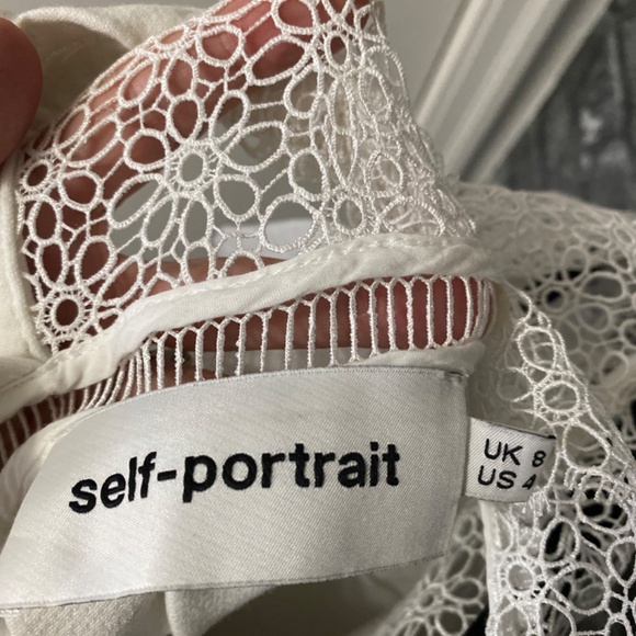 Self Portrait Military Cape Lace Dress White Size US 4 - Picture 6 of 7